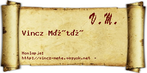 Vincz Máté névjegykártya